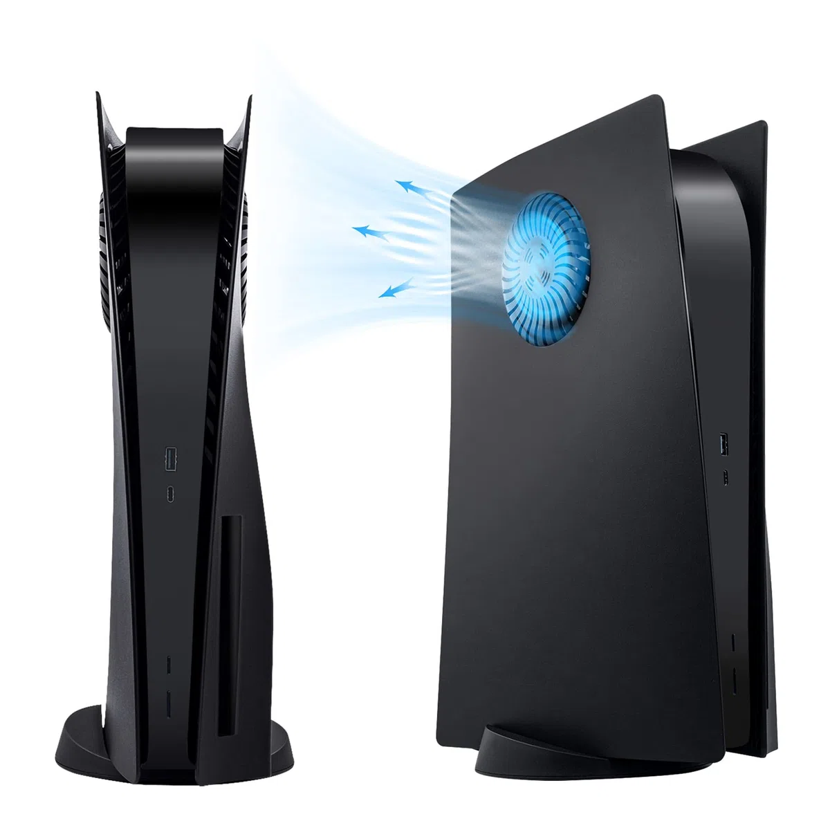 Mcbazel Placche PS5 con Slot di Raffreddamento, Piastra di Ricambio Antigraffio e Antipolvere per PS5 Disc Edition – Nero (Non compatibile con PS5 Slim/Pro)