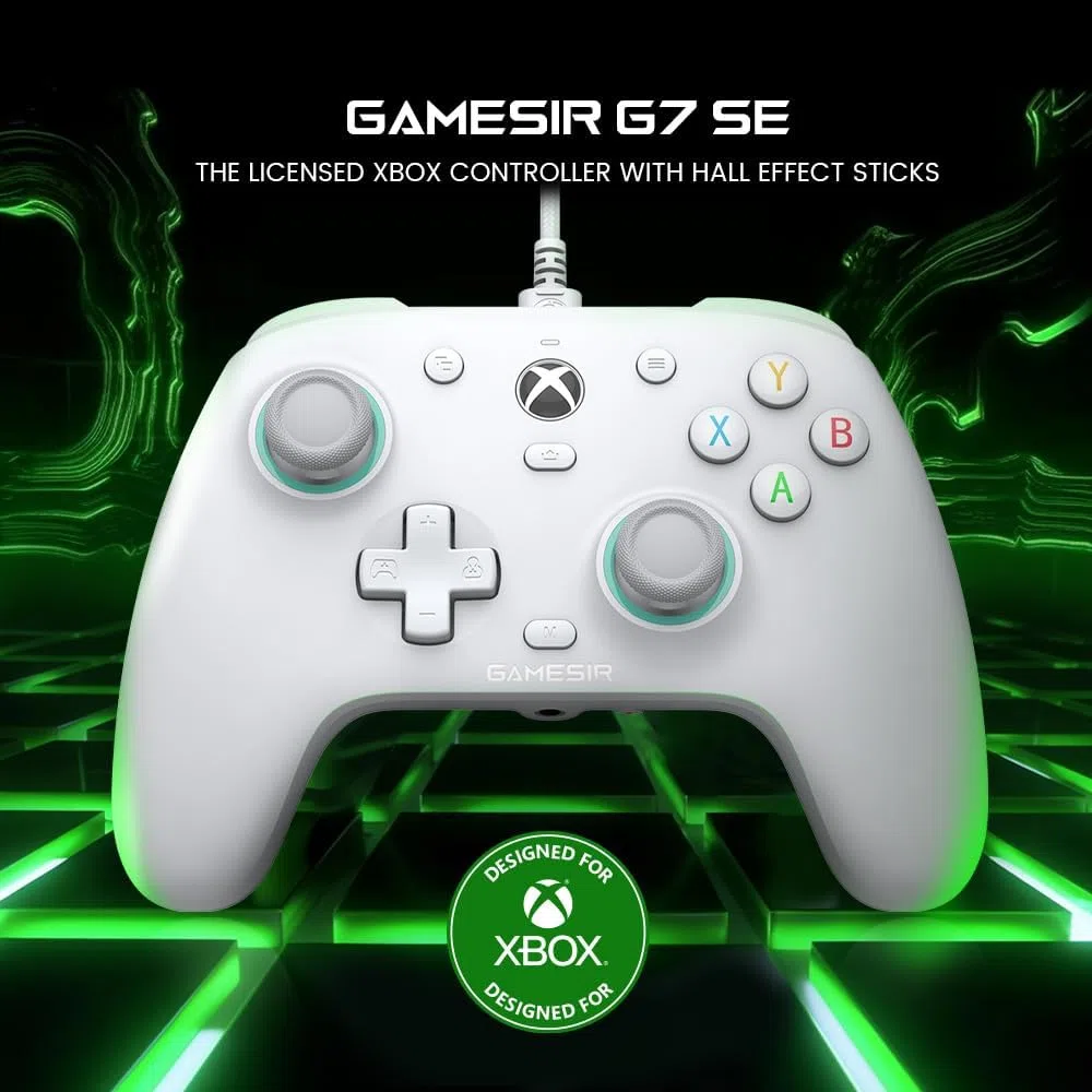 GameSir G7 SE Wired Controller per Xbox Series X|S, Xbox One, Windows 10/11, Gamepad Plug e Play con Joystick Effetto Hall, Jack 3,5mm Bianco