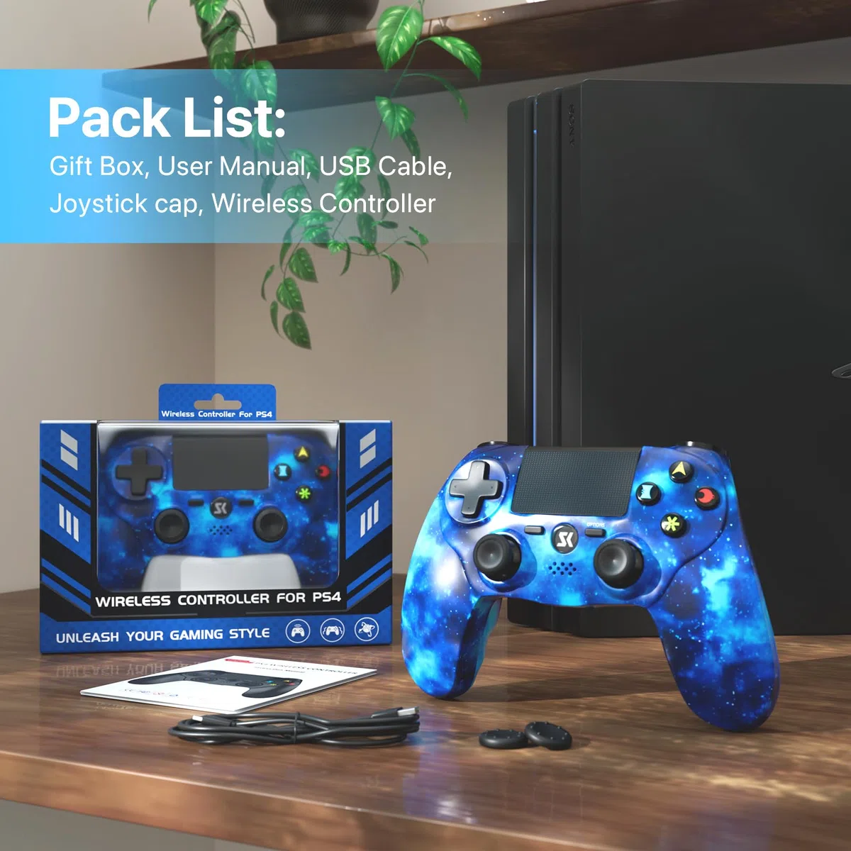 CHENGDAO Controller Wireless per PS4, Controller Multipiattaforma da 2 Pezzi Compatibile con PS4/Pro/Slim/PC/iOS/Android/MacOS, con Doppia Vibrazione/Jack Audio da 3,5 mm/Touchpad Sensibile