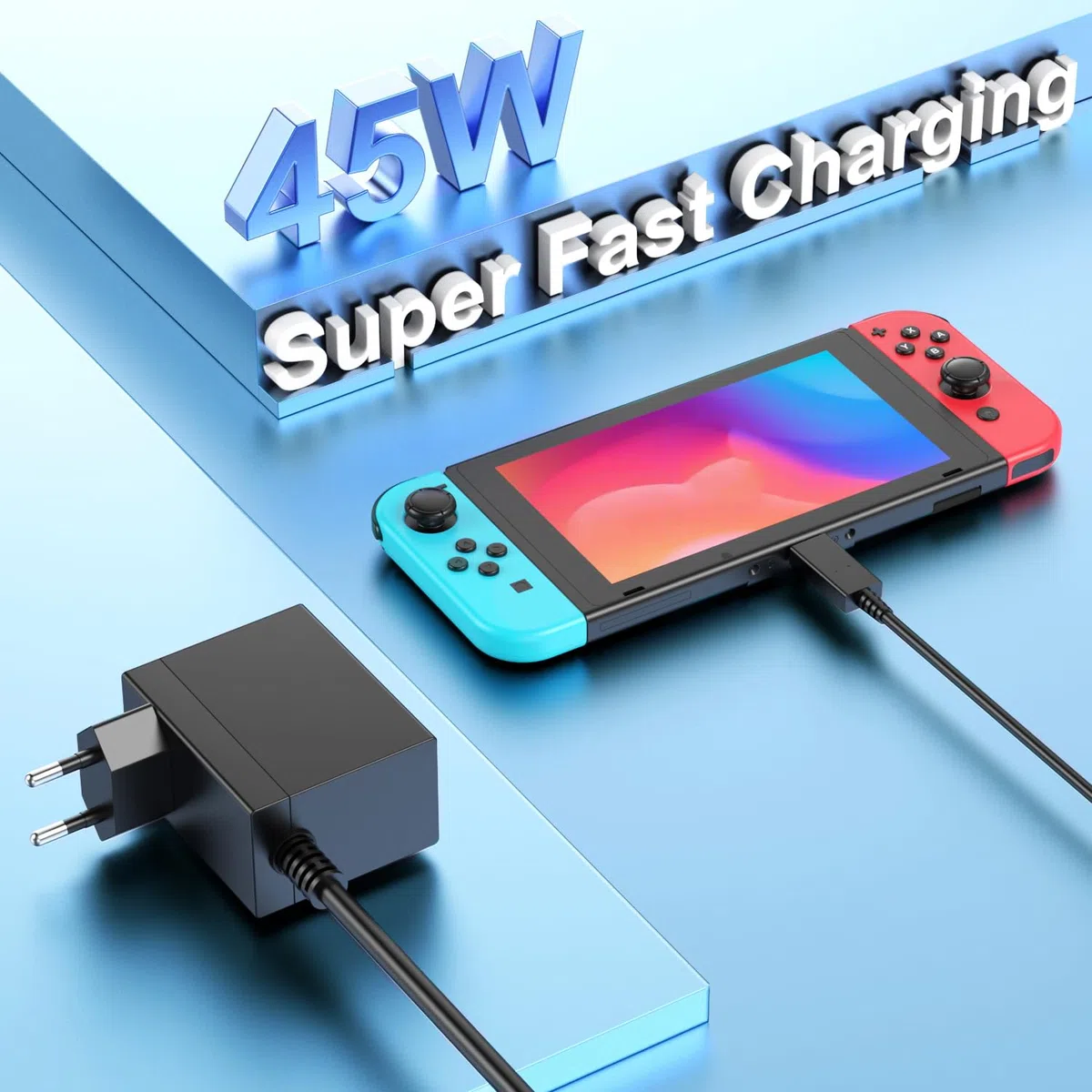 Caricatore per Switch 45W con Cavo 1.5M/5Ft USB Tipo C Carica Rapida
