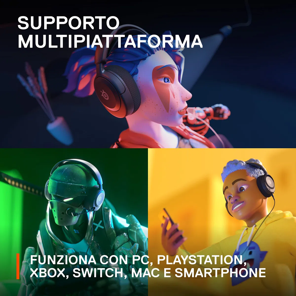 SteelSeries Arctis Nova 1 Cuffie Gaming Multisistema Driver Hi-Fi Audio Spaziale 360° Memory Foam PC PS5 PS4 Switch Xbox Nero