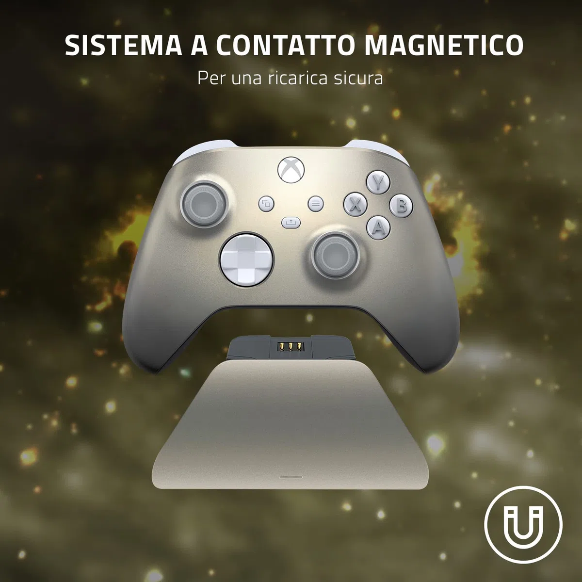Razer Base di Ricarica Rapida Universale per Xbox - Caricabatterie Rapido per controller Xbox (Ricarica Rapida, Compatibilità Universale, Sistema a Contatto Magnetica) Lunar Shift