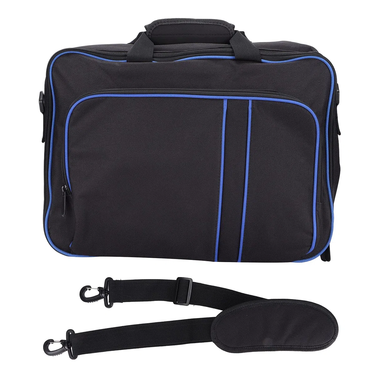 214 Borsa da Viaggio Portatile per PS5, Custodia Protettiva per Console di Grande capacità con Tracolla Regolabile e Pad Svasato per Controller di Giochi PS5(Blu Nero)