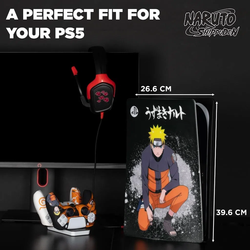 Konix Naruto Shippuden Custodia protettiva per console PS5 - Silicone - Antiurto - Antigraffio - Disegno Naruto - Nero