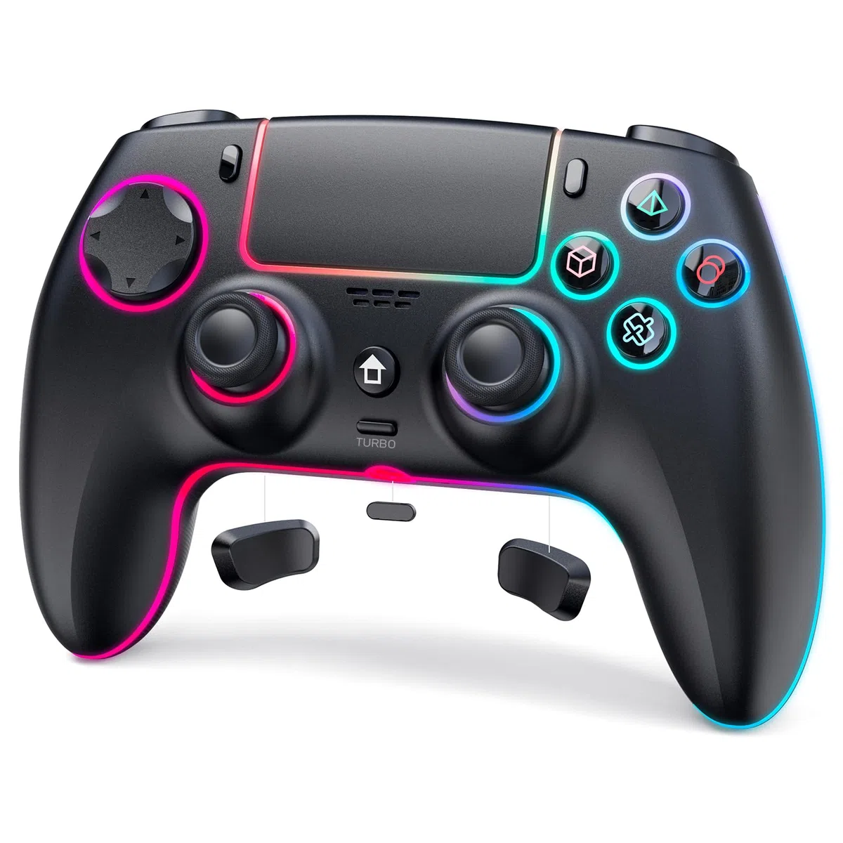 JORREP Controller wireless per PS5/Pro/Steam Deck/PC/MAC/iOS,gamepad con illuminazione RGB/doppia vibrazione/turbo/sensore di movimento/programmabile/collegamento auricolare/1500mAh di batteria (A)