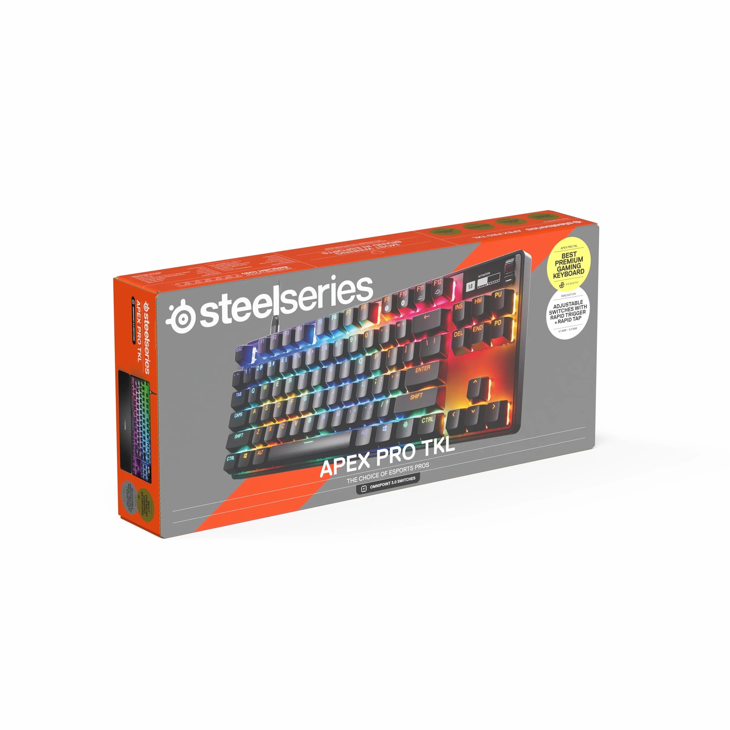 SteelSeries Apex Pro TKL Gen 3 Tastiera Meccanica Gaming HyperMagnetic OmniPoint 3.0 Switch Attuazione Regolabile Innesco Rapido Tocco Rapido SOCD OLED RGB USB-C UK QWERTY