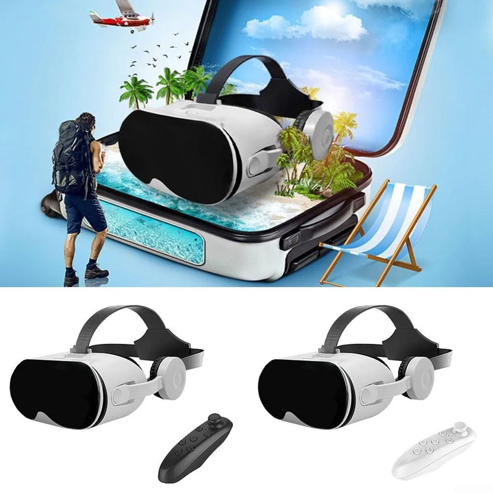 GLOBALHUT - Cuffie per realtà virtuale, per smartphone iOS-Android con schermo da 5,5-6,7 pollici, occhiali 3D VR con controller per giochi e film, campo visivo di 110° (nero)