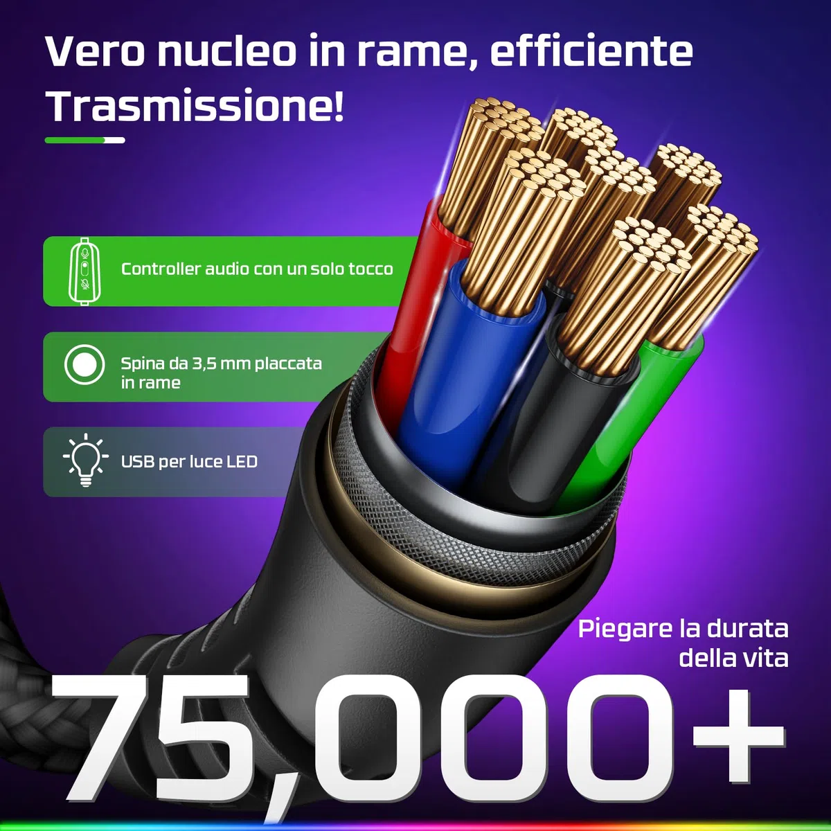 Fachixy FC200 Cuffie Gaming con Luce RGB, Microfono, Audio Stereo, Cancellazione Rumore - BIANCO
