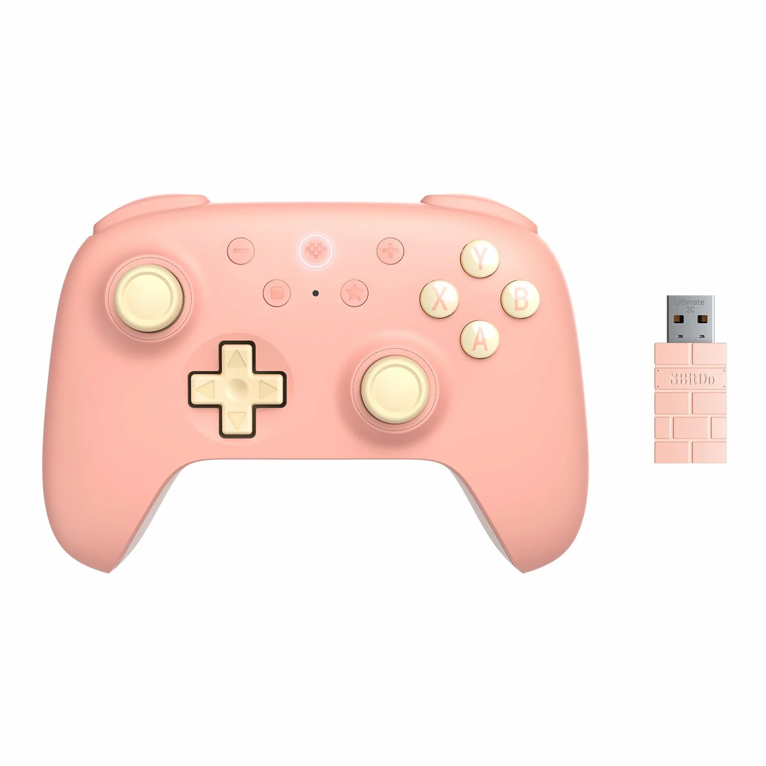 8Bitdo Ultimate 2C Wireless Controller for Windows PC and Android, with 1000Hz Polling Rate, Hall Effect Joysticks and Hall Triggers, and Remappable L4/R4 Bumpers (Peach)