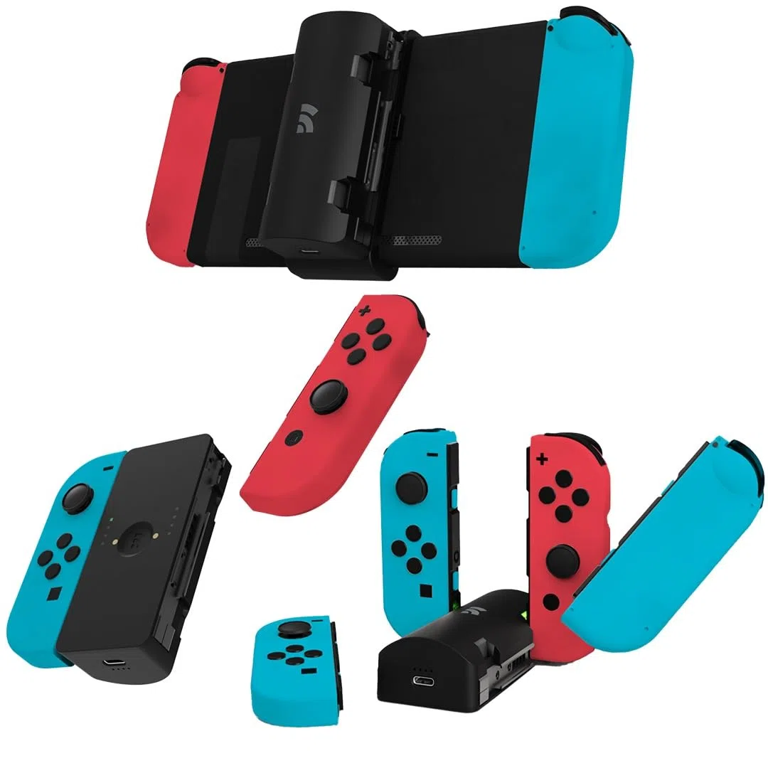 Remotto Enerjoy Go - Caricatore portatile per Nintendo Switch & OLED - Batteria esterna 3 in 1: ricarica wireless, modalità telecomando e modalità base di ricarica Joy-Cons - Accessori Switch