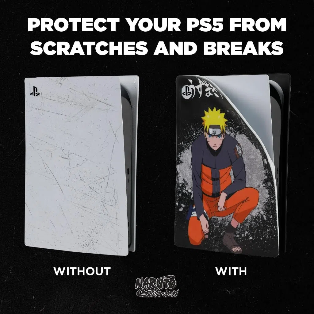 Konix Naruto Shippuden Custodia protettiva per console PS5 - Silicone - Antiurto - Antigraffio - Disegno Naruto - Nero