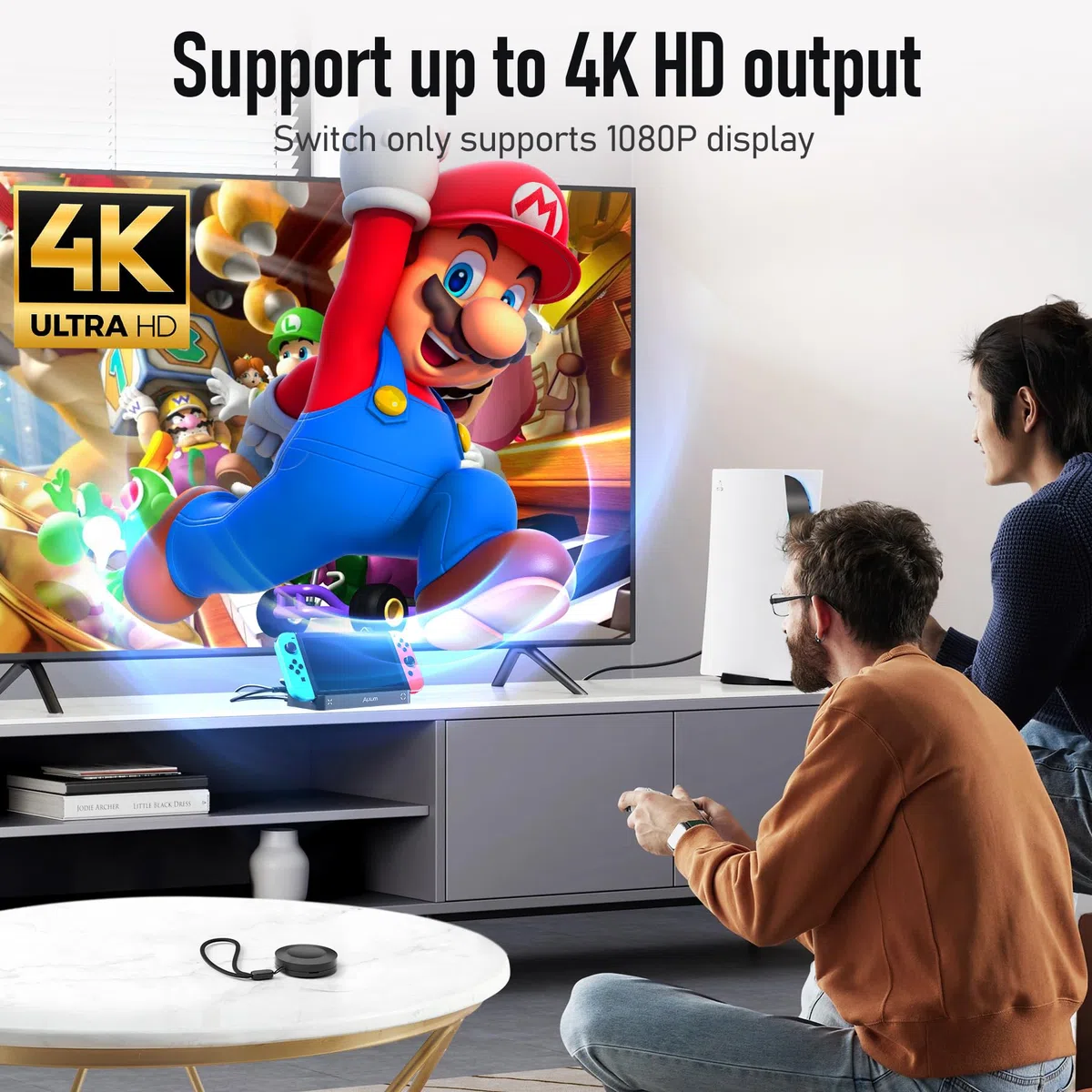 Alxum Switch Docking Station con lettore di schede di gioco in telecomando, docking station portatile per Switch con 3 porte USB A, porta HDMI e porta Ethernet RJ45 compatibile con Switch/Switch OLED