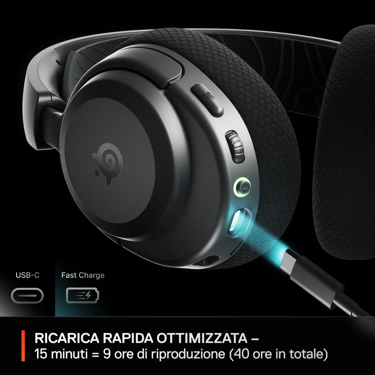 SteelSeries Arctis Nova 3P Cuffie da gioco wireless 2,4GHz/BT 40h neodimio Nero per PS5 PS4 PC Switch