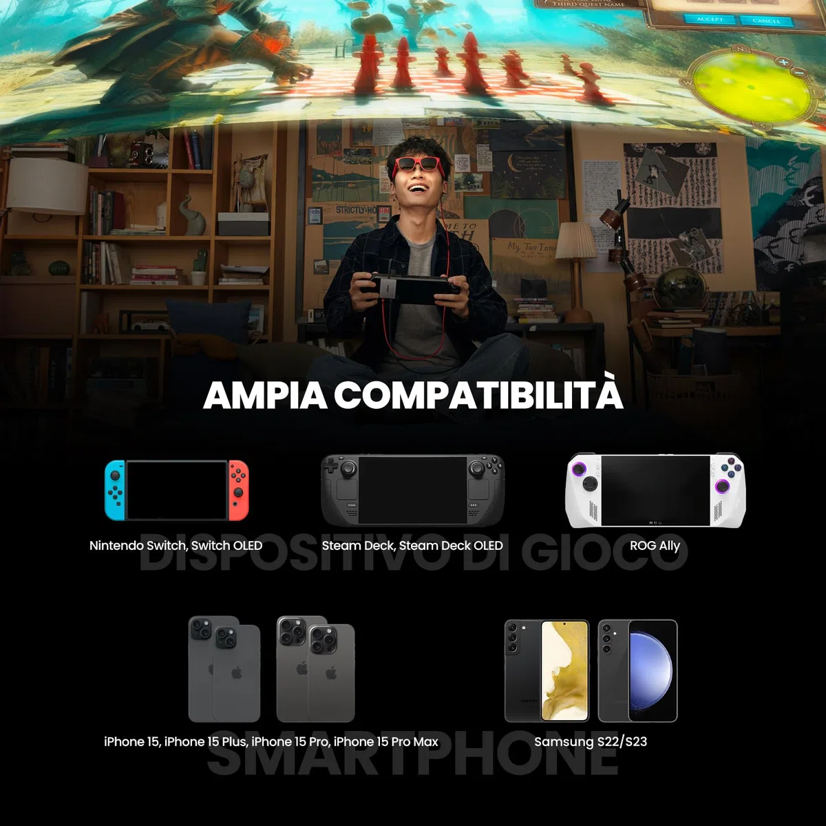 XREAL Hub, Power and Play Adattatore, Alimenta AR Occhiali mentre Ricarica il Dispositivo Sorgente, Come Steam Deck, ROG Ally, Switch, iPhone 15 o Android, Supporta 45W Ricarica Rapida e 120Hz