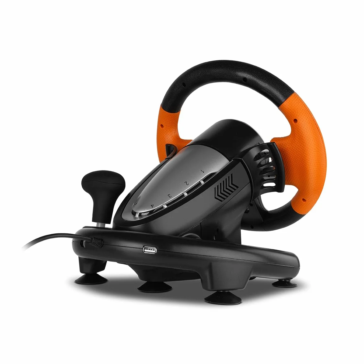KROM K-Driver – Volante da corsa con pedali e vibrazioni, compatibile con PC, PS3, PS4 e Xbox One, con leva del cambio, levette e 12 pulsanti, connessione USB per giochi di guida