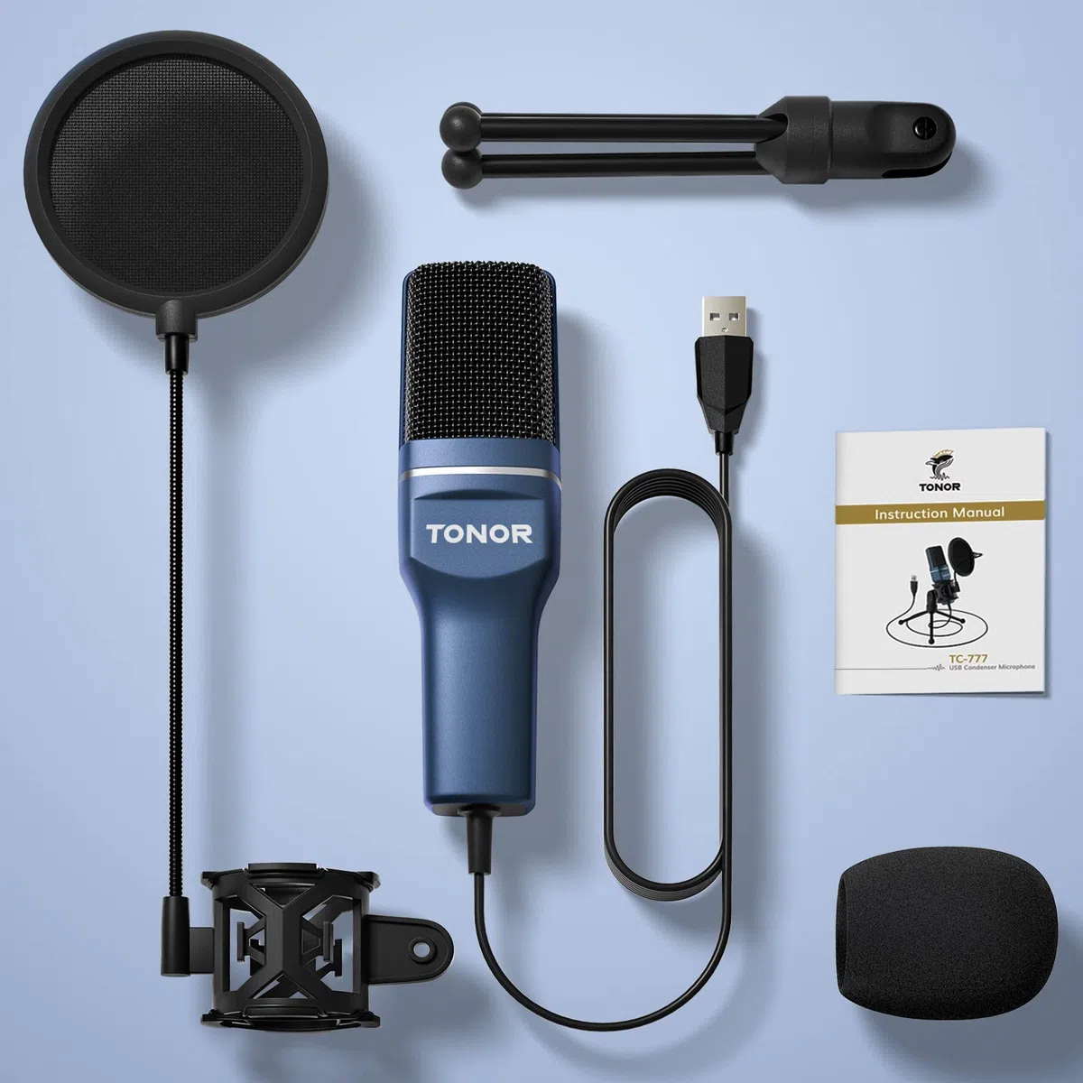 TONOR PC Microfono USB Cardioide Condensatore per Computer Gioco Mic Plug & Play con Treppiede e Filtro Pop per Registrazione Vocale, Podcasting, Streaming, Video di Youtube per Laptop PC Desktop