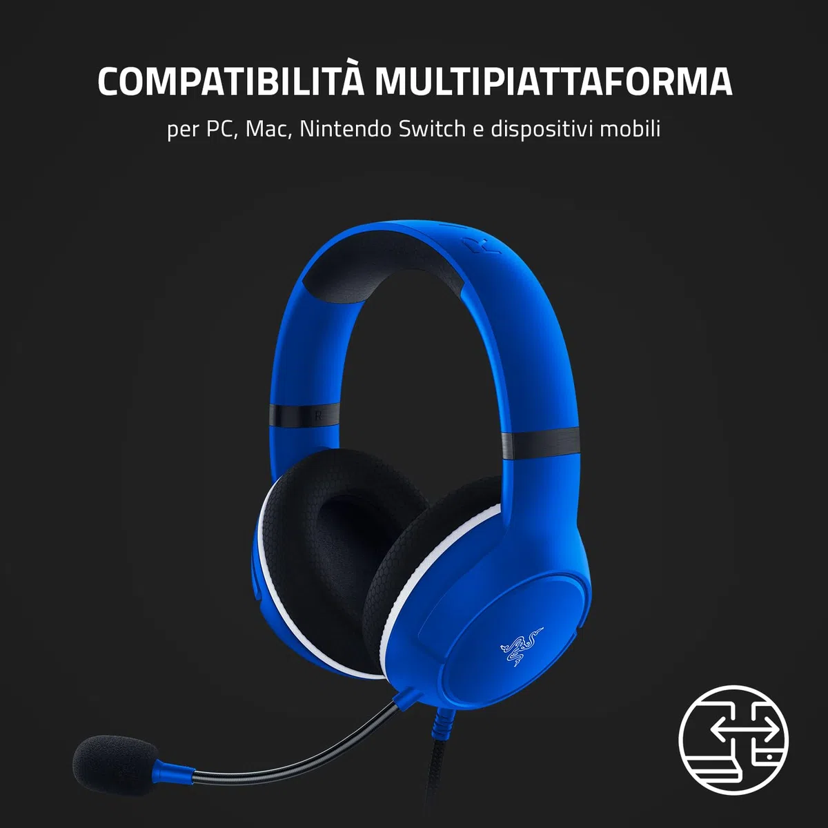 Razer Kaira X Cuffie da Gioco Cablate per Xbox Series X, S 50mm Microfono Cardioide Hyperclear Blu