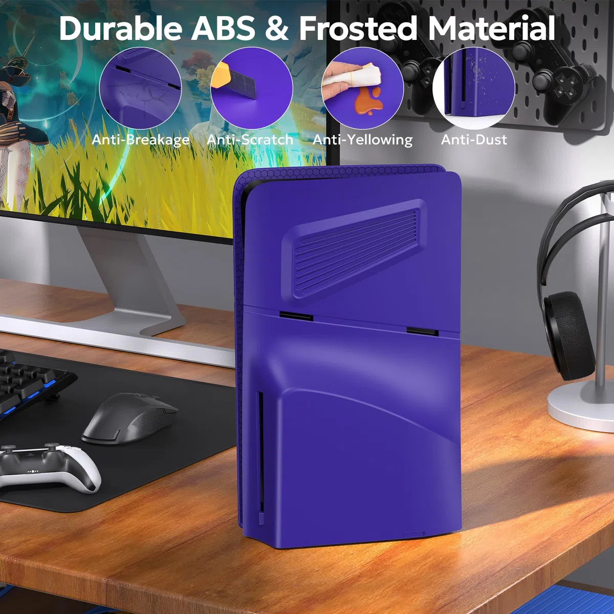 Faceplate for PS-5 SIim Disc Edition, innoAura Cover per PS-5 Slim con prese d'aria di raffreddamento, antigraffio e antipolvere, piastre sottili PS-5 Slim, guscio di ricambio in ABS di alta qualità