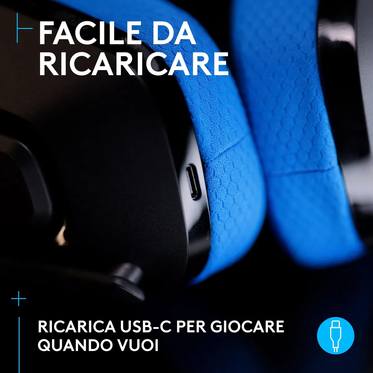 Logitech G G535 Lightspeed Cuffia gaming wireless leggera microfono flip-to-mute 33 ore batteria PS5 PS4 PC USB-C Nero blu