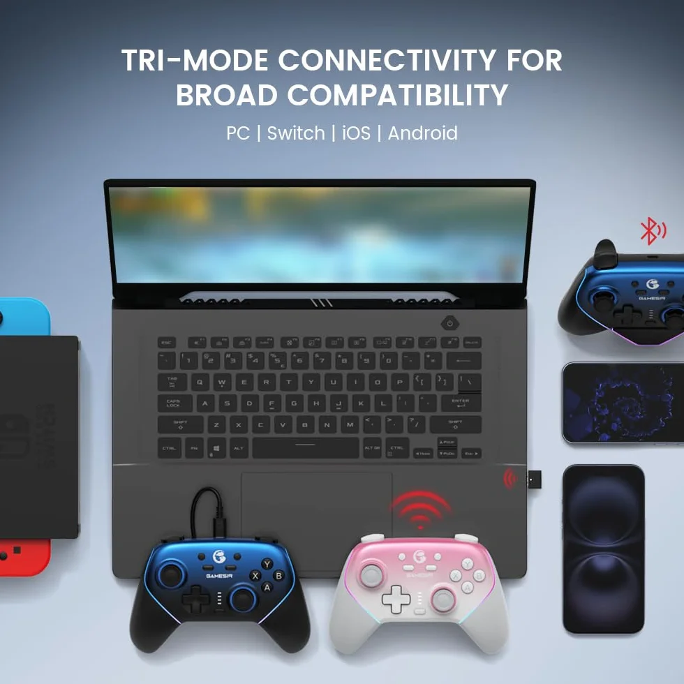 GameSir Super Nova Controller Wireless con Base di Ricarica – Stick Hall Effect, Grilletti Regolabili – Switch/Switch 2 Gyro, PC, Mobile – Nightfall Blue