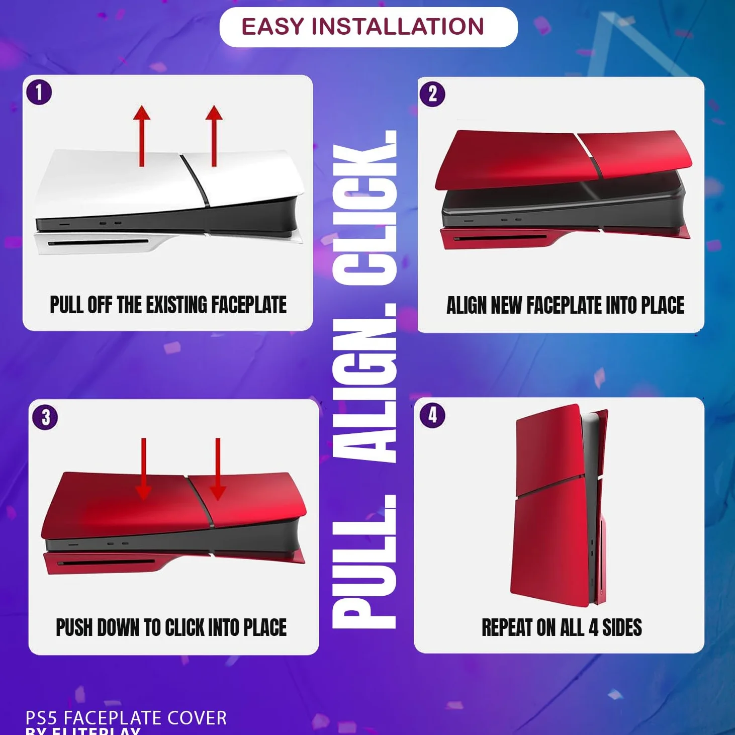 ElitePlay Copertura PS5 Slim Volcanic Red Accessori PS5 Disc