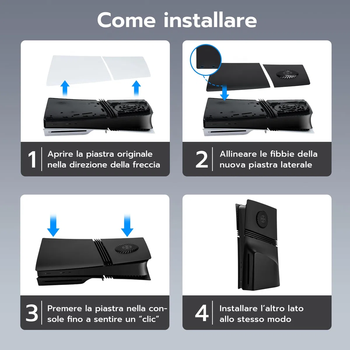 Mcbazel Pannello di Sostituzione per Cover Laterale con Ventilazione di Raffreddamento e Filtro per Polvere per la Console PS5 Pro Disc Edition - Nero (Non compatibile con PS5/Slim)