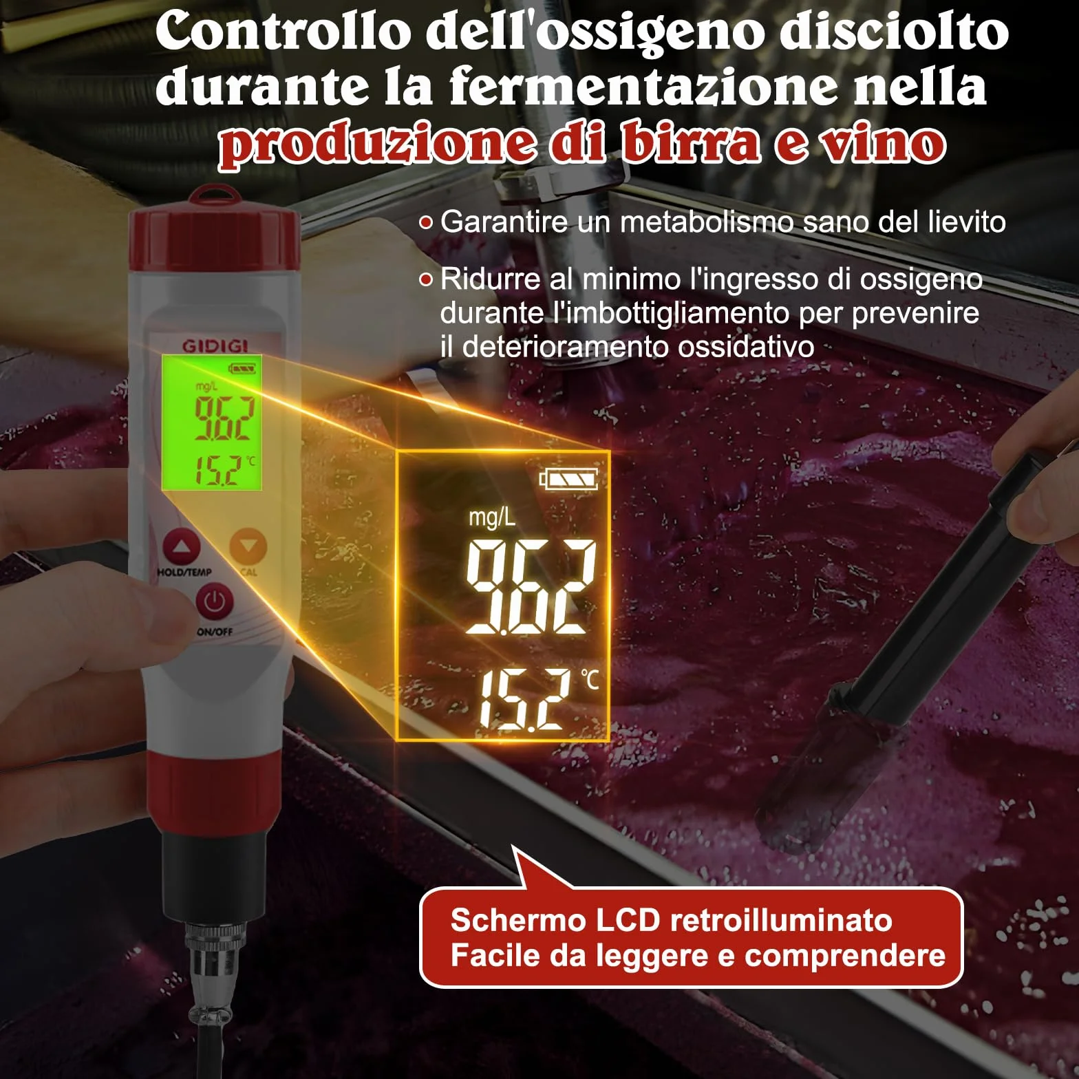 Misuratore di ossigeno disciolto per acqua, tester di ossigeno per laghetti, tester DO per acquari con acque reflue di laghetti, con più membrane, acqua priva di ossigeno, elettrolita, 0,0-40,0 mg/L