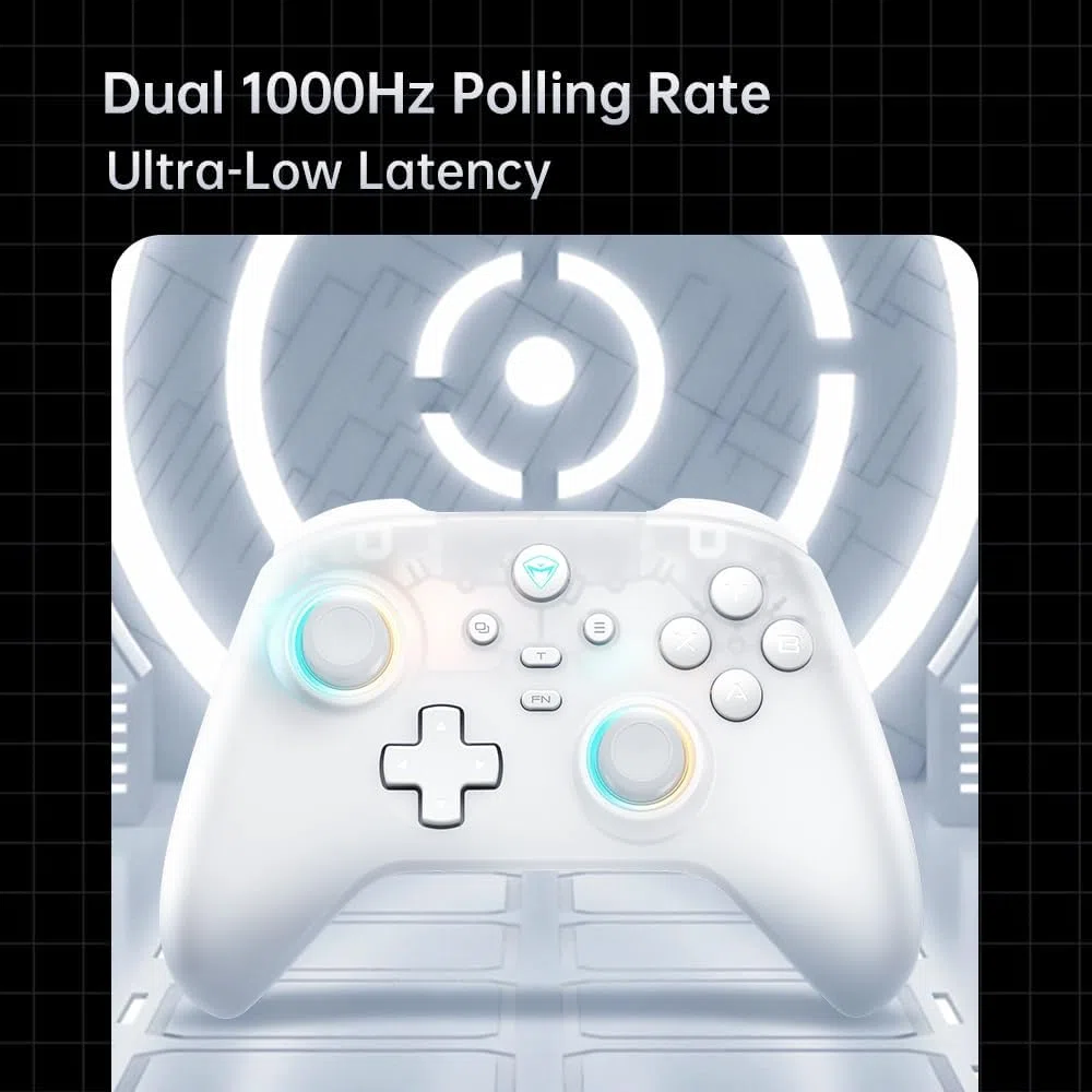 Machenike G3V2 Controller per PC/Switch/iOS/Android - Joystick ad effetto Hall, Illuminazione RGB, Pulsanti rimappabili, Batteria da 1000mAh - Latenza ultra-bassa & Polling di 1000Hz Respuesta, Nero