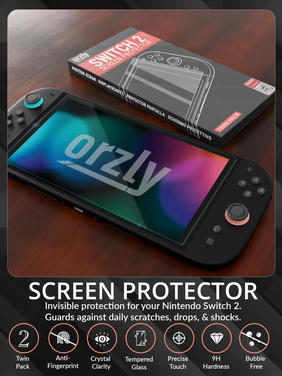 Orzly Accessori per Nintendo Switch 2 (2025) – Custodia Protettiva con Pellicola, Cavo di Ricarica, Cuffie, Edizione Regalo