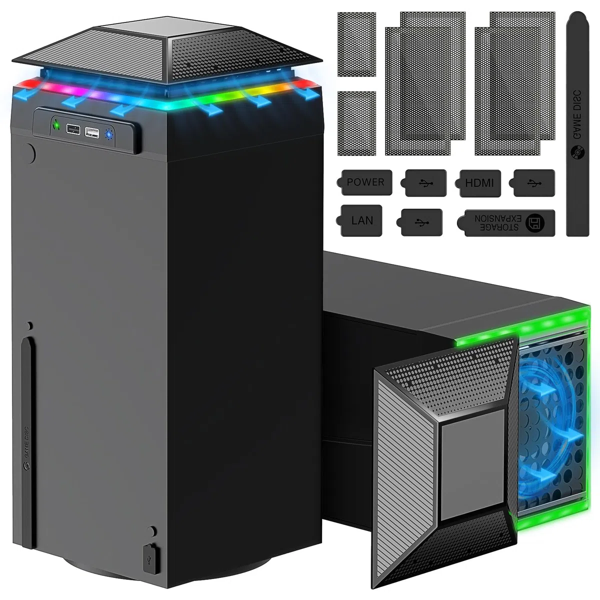 Gorixer AI Control Ventola di Raffreddamento Aggiornata per Xbox Series X con Filtro Antipolvere e Luci RGB