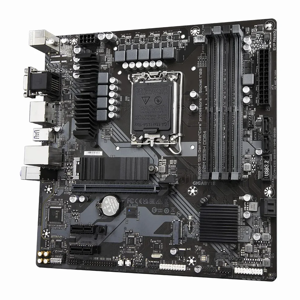 GIGABYTE B760M DS3H DDR4 Scheda Madre - Supporta CPU Intel Core di 14a Generazione, VRM Digitale 6+2+1 Fasi, fino a 5333MHz DDR4 (OC), 2xPCIe 4.0 M.2, LAN 2.5GbE, USB 3.2 Gen2