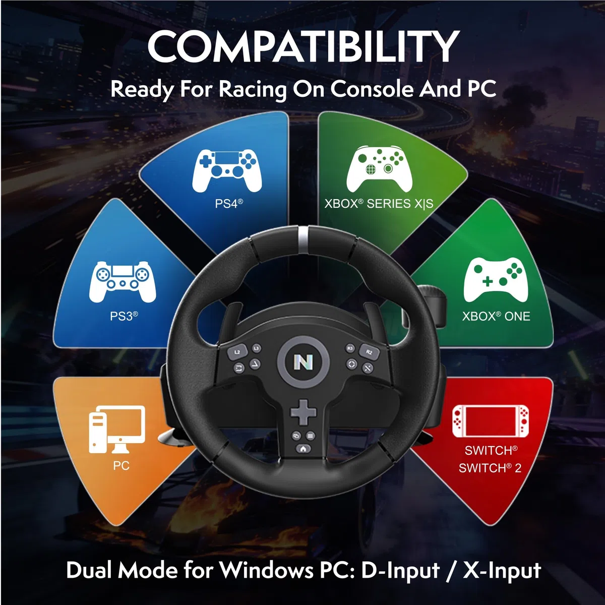 NITHO Drive Pro V200 Volante da Corsa con Pedali e Cambio 270° Compatibile PC PS4 Xbox Series X|S