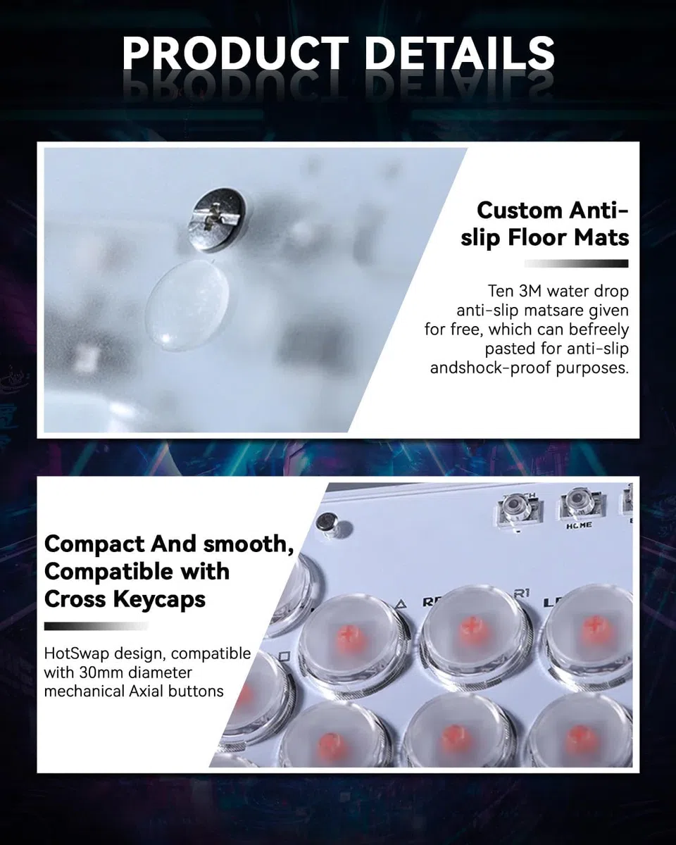 Sehawei Arcade Fight stick, Fighting Arcade Game Keyboard per PS4/Switch/PC/PS3/Steam Street Fight keypad with Turbo Functions & Custom RGB（T16）