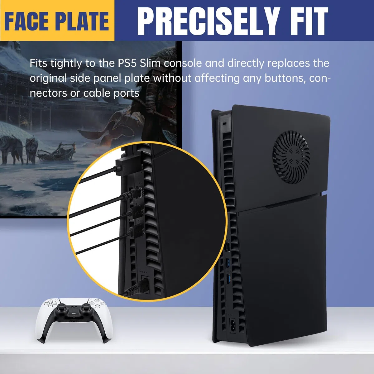 Mcbazel PS5 Slim Faceplate Piastra di Ricambio Placche per Pannello Laterale Rigido Copertura Protettiva ABS con Accessori di Ventilazione per PlayStation 5 Slim Disc Edition(Non per PS5/PS5 Pro)