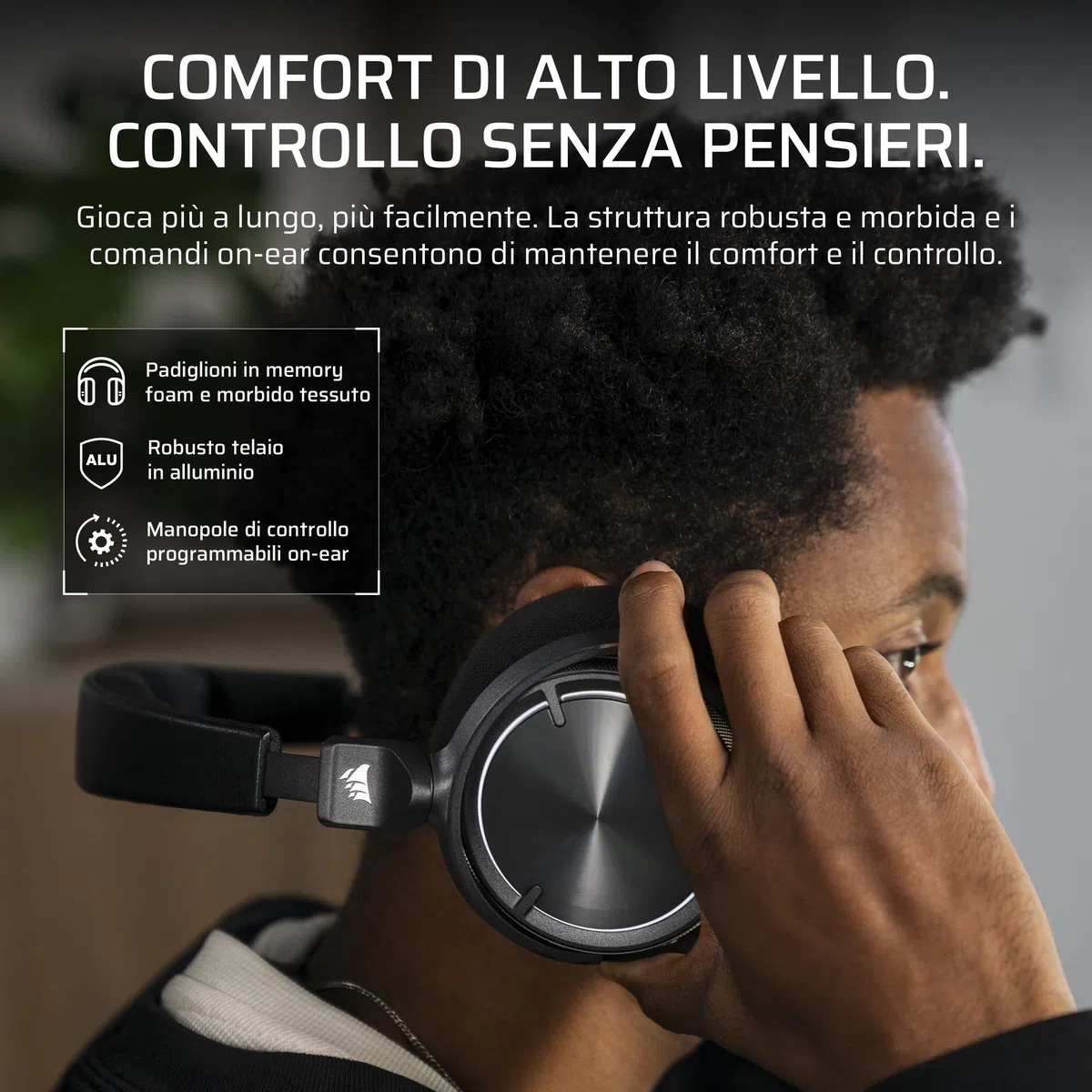 Corsair VIRTUOSO MAX WIRELESS Cuffie da Gioco Bluetooth Carbonio Dolby Atmos SoundID Cancellazione Attiva del Rumore Microfono Broadcast Grafene PC Mac PS5 PS4