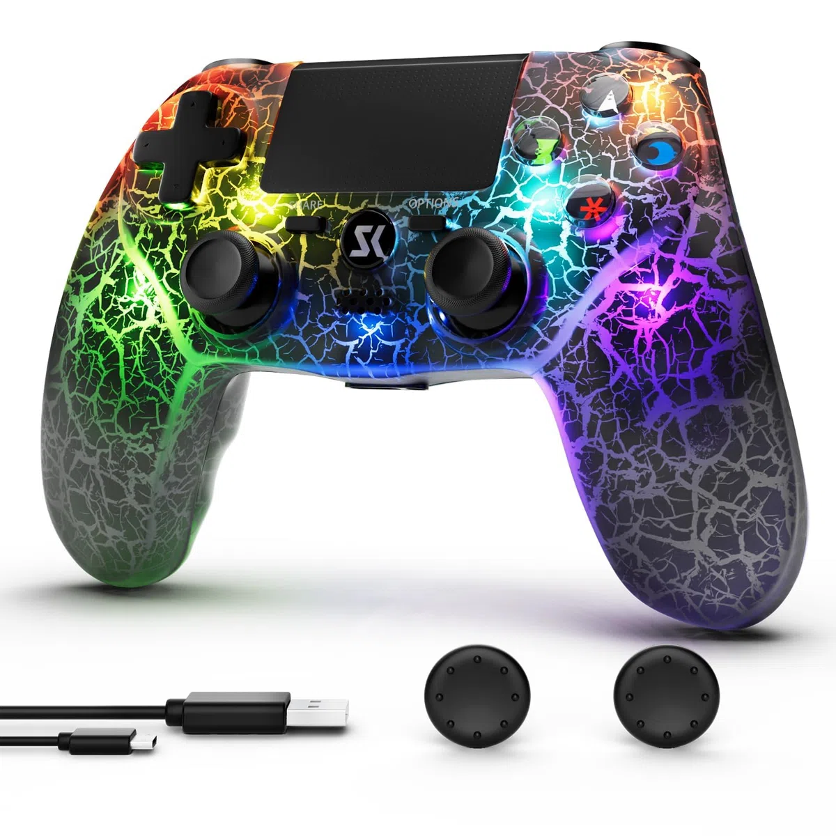 Controller Wireless PS4 Joystick LED RGB per Playstation 4/Pro/Slim con Batteria 1000 mAh