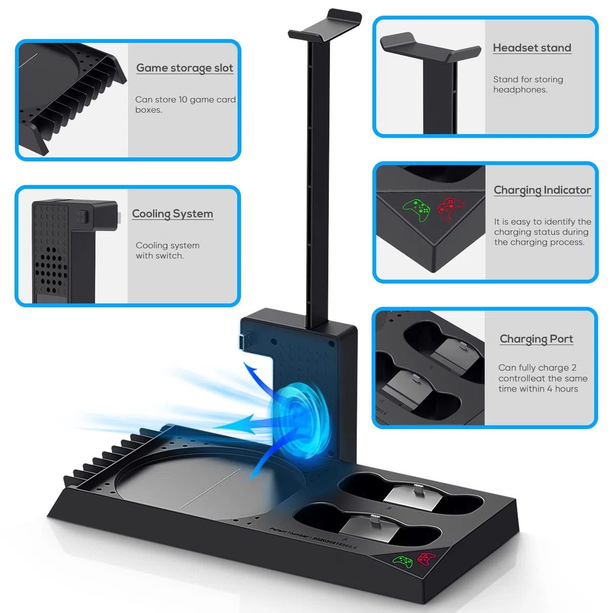 FYOUNG Supporto di Raffreddamento Compatibile con Xbox Series X + Batterie Ricaricabili Accessori