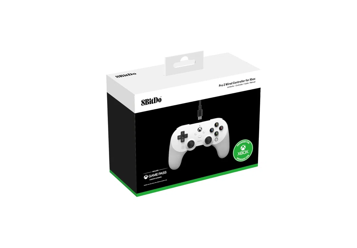 8Bitdo Pro 2 Wired Controller for Xbox, Hall Effect Joystick Update, 3.5mm Audio Jack, Compatible with Xbox Series X|S, Xbox One, Windows 10/11 - Officially Licensed (White)