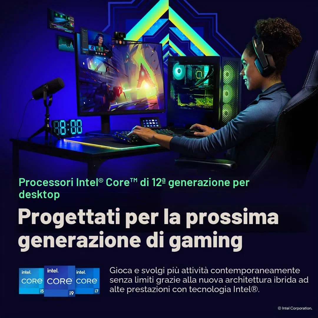 Intel® Core™ i9-12900KF, processore desktop, per sistemi desktop 16 (8P+8E) core fino a 5,2 GHz sbloccato LGA1700 serie 600 chipset 125 W