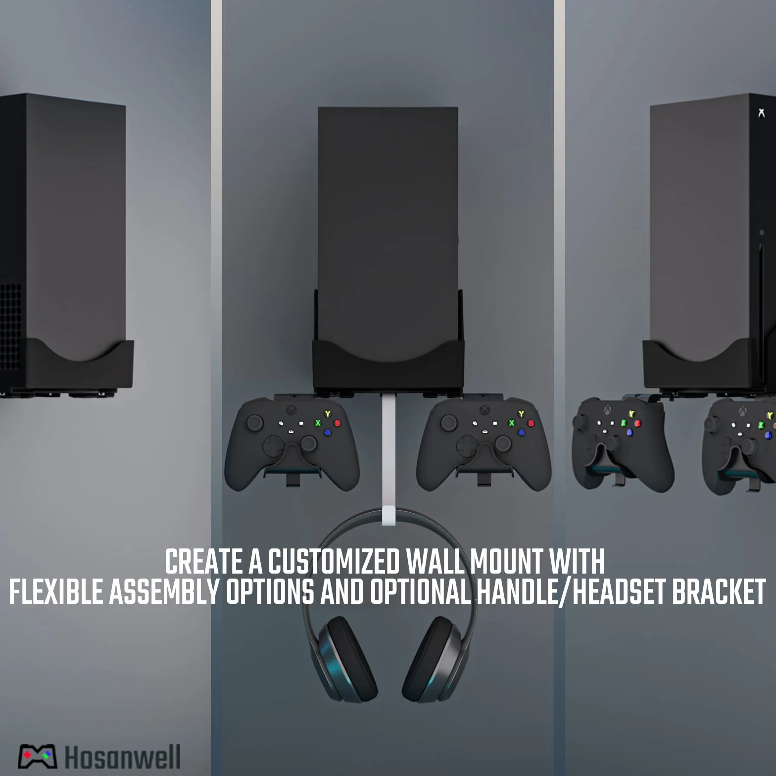 Hosanwell Supporto da Parete Xbox Series X Staffa per Console, Cuffie e Controller