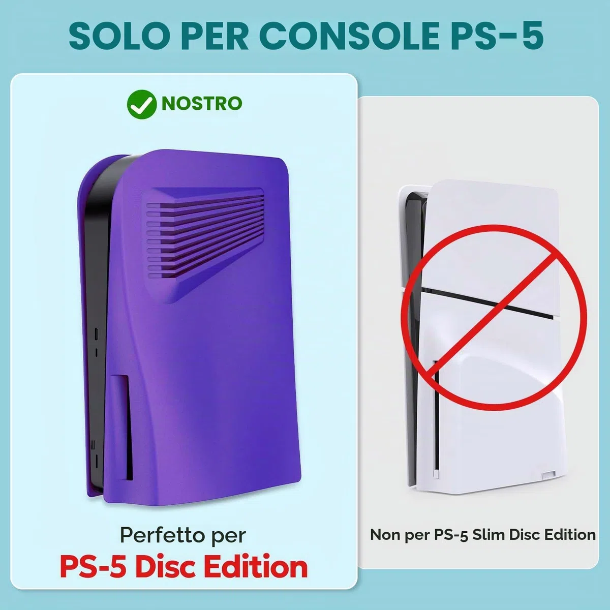 Piastre per Disc Edition, innoAura Piastre frontali con prese d'aria di raffreddamento, cover protettiva antigraffio antipolvere, Custodie di Ricambio in ABS Premium (Viola)