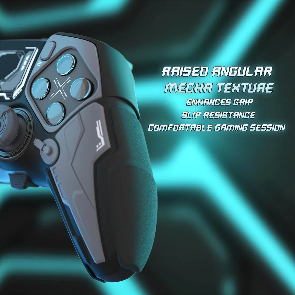 PlayVital Cover Controller per ps5 Edge Joystick, Custodia Silicone Skin Protettiva Grip Antiscivolo & Copri Analogici & Adesivi, Accessori Antiurti per ps5 Edge Controller, Mecha Stellare - Nero