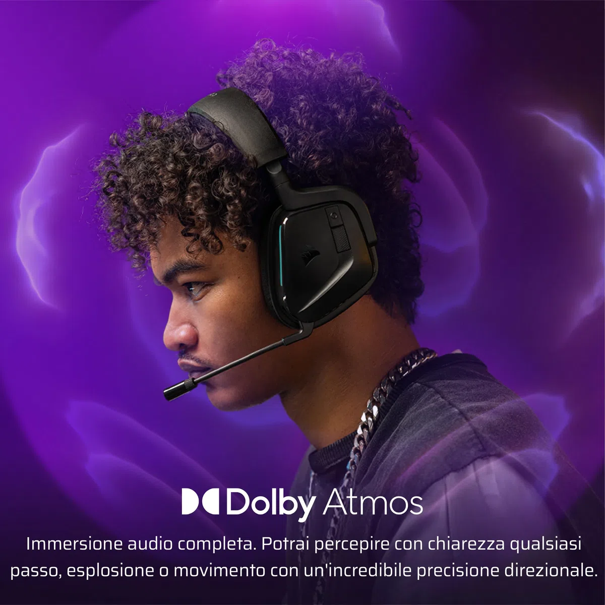 Corsair VOID v2 Cuffie da Gioco Wireless Bluetooth Carbonio Dolby Atmos 70 Ore Ricarica Rapida