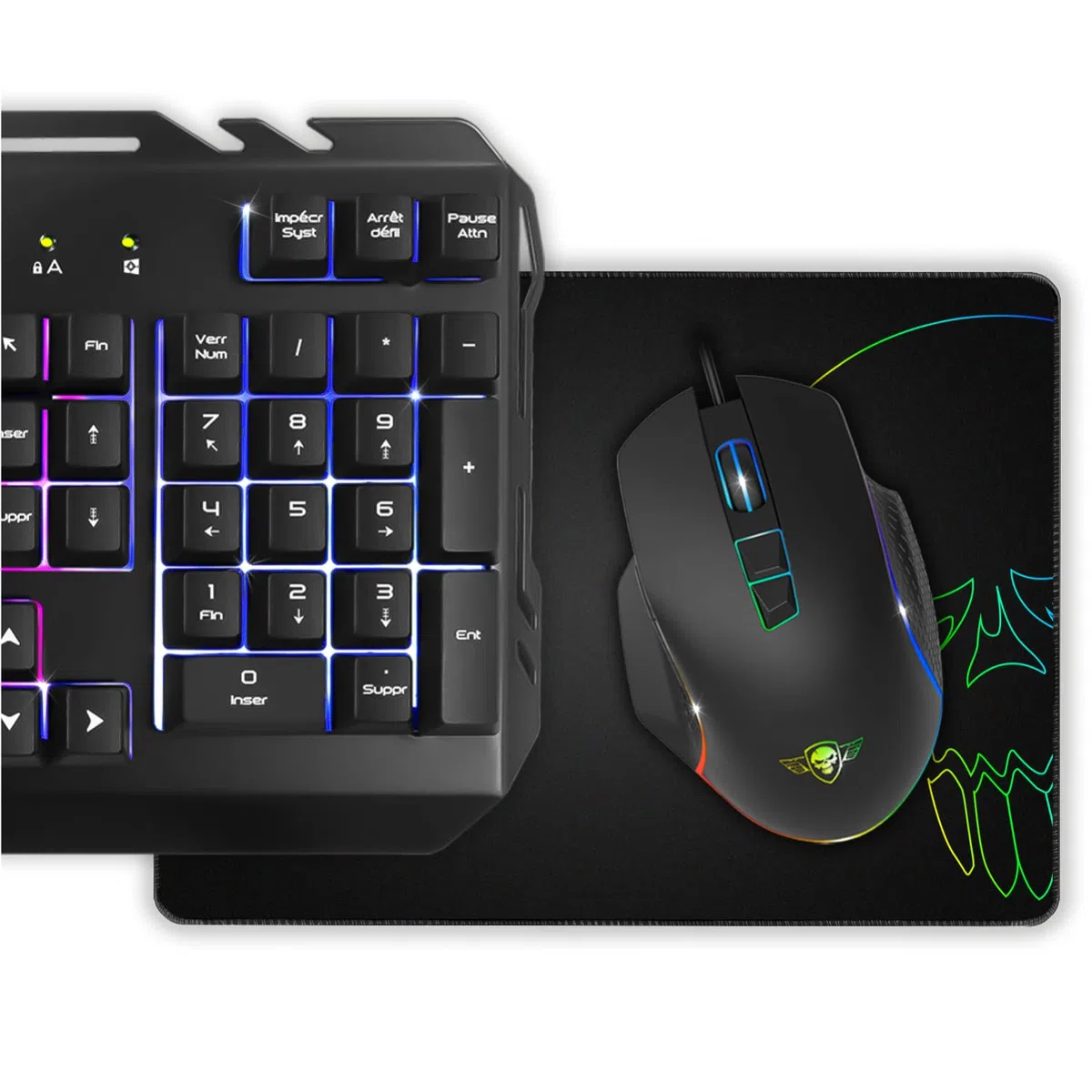 SPIRIT OF GAMER Pro-MKH5 - Kit Gaming 4 in 1 - Tastiera RGB AZERTY Anti-Ghosting, Mouse 7 Pulsanti 6400 DPI, Cuffie, Tappetino Antiscivolo - Compatibile con PC PS4 PS5 Xbox One Mac