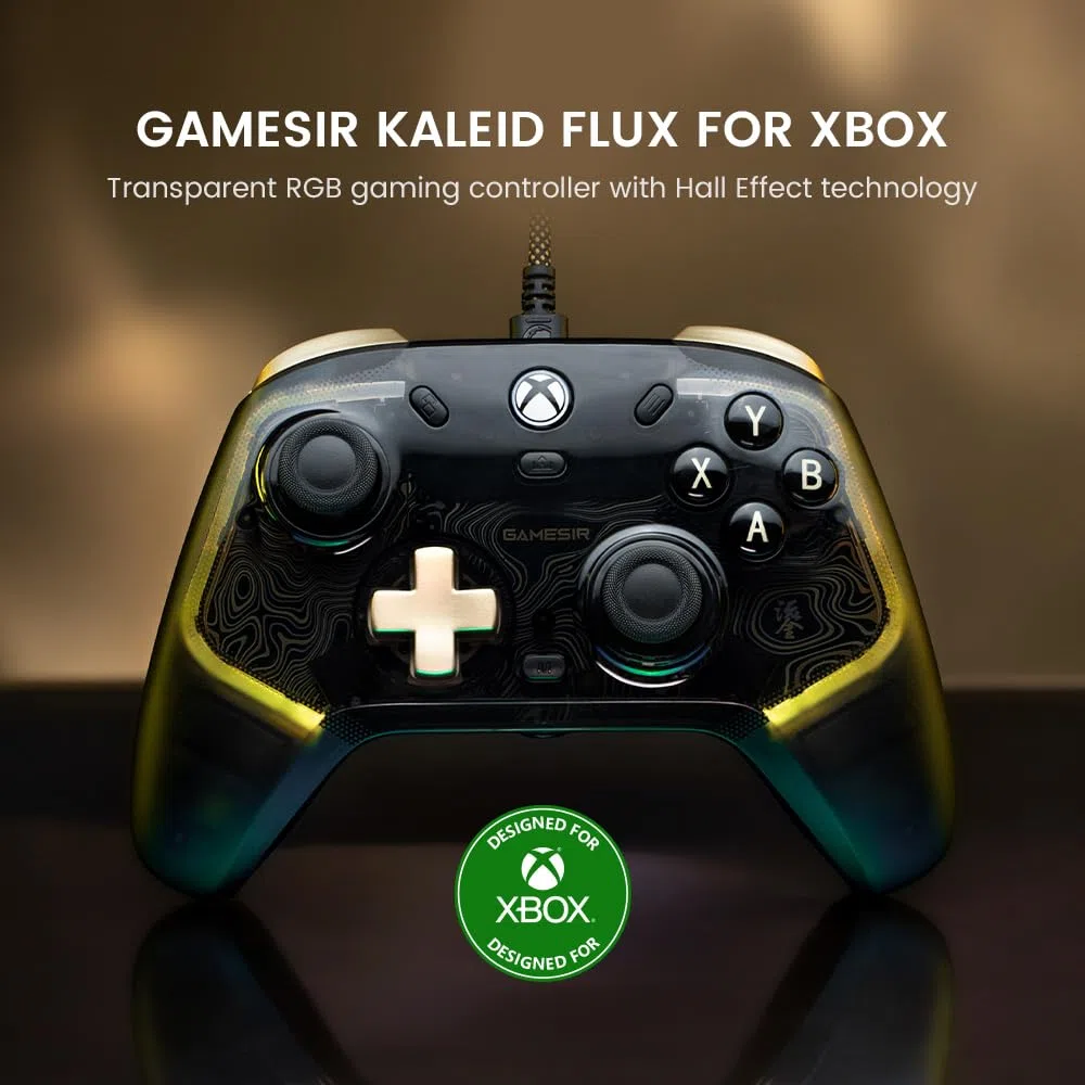 GameSir Kaleid Flux Xbox Controller- Controller di gioco con licenza ufficiale per Xbox Series X|S, Xbox One e Windows e Steam, controller di videogiochi cablato con grilletto/joystick a effetto Hall