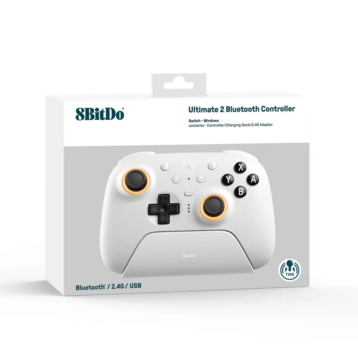 8BitDo Ultimate 2 Bluetooth Controller for Switch & Windows PC, TMR Joysticks, Hall Effect/Tactile Triggers, White