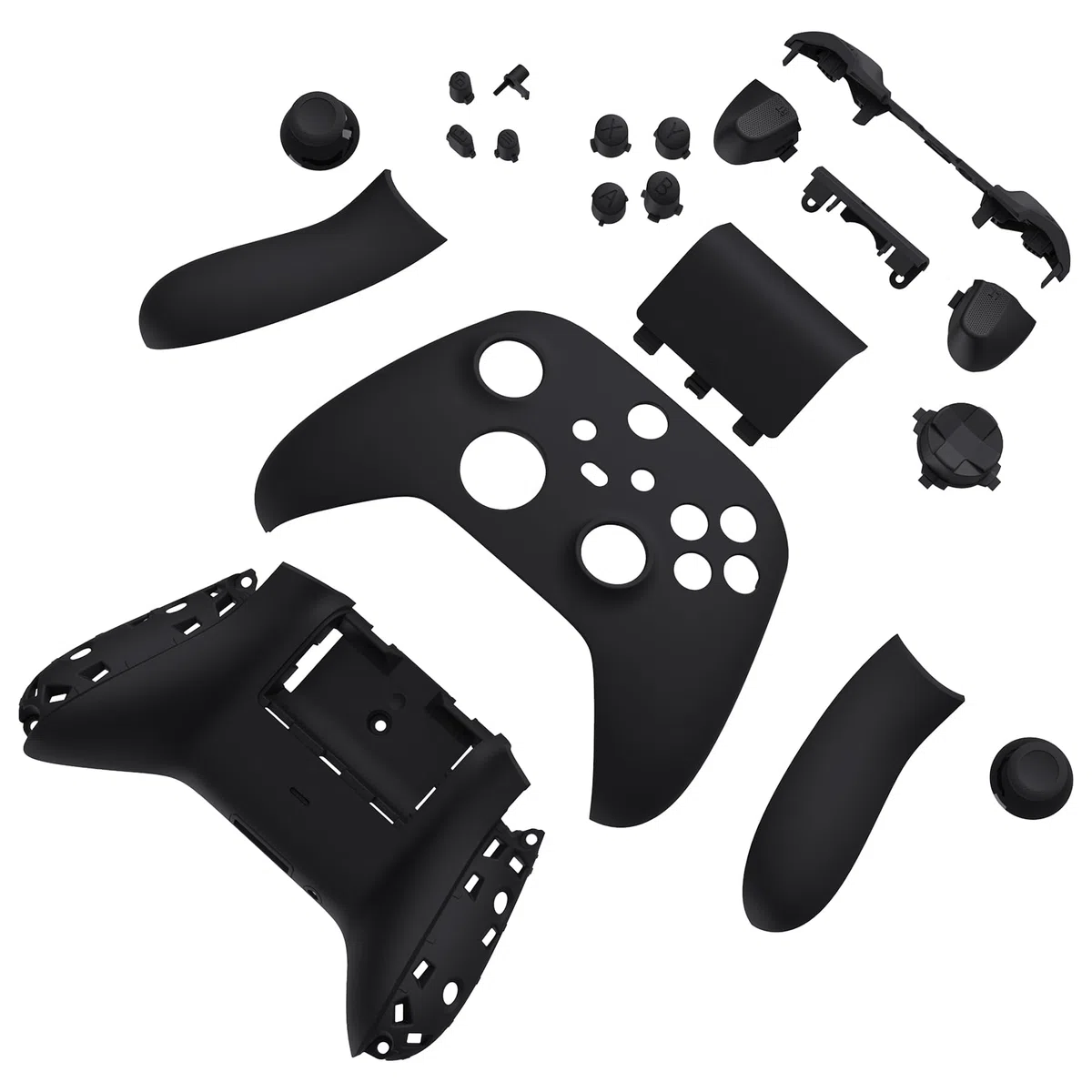 eXtremeRate Cover Custodia Grip Tasti Ricambio per Xbox Series X S Controller Copertura Pulsanti Tigger Analogici Grilletti per Xbox Series X S Joystick Model 1914-Nero