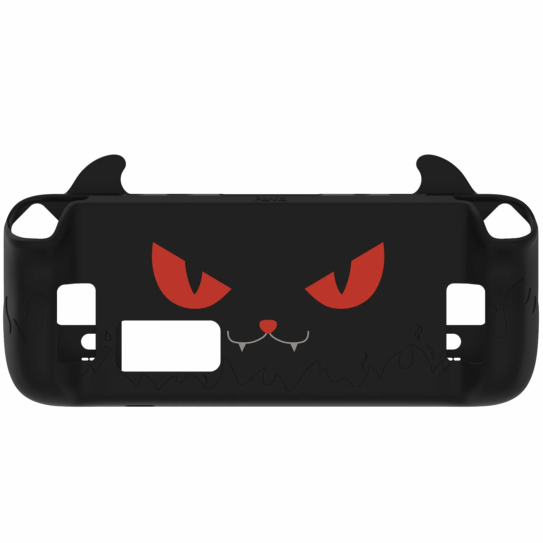 PlayVital Cover Skin per Steam Deck OLED/LCD, Custodia Silicone Protettiva Grip Antiscivolo&Copri Levette Analogiche&Adesivi per Trackpad&Tasti Posteriori, Demone Carino, Nero