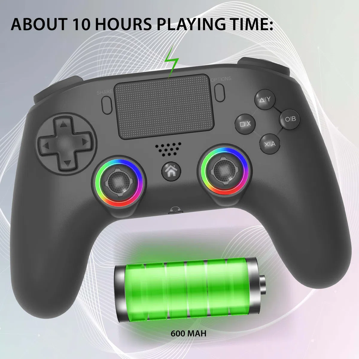 SUBSONIC Wireless Controller for PS4 Playstation 4 Bluetooth with LED Vibration Headphone Jack Black