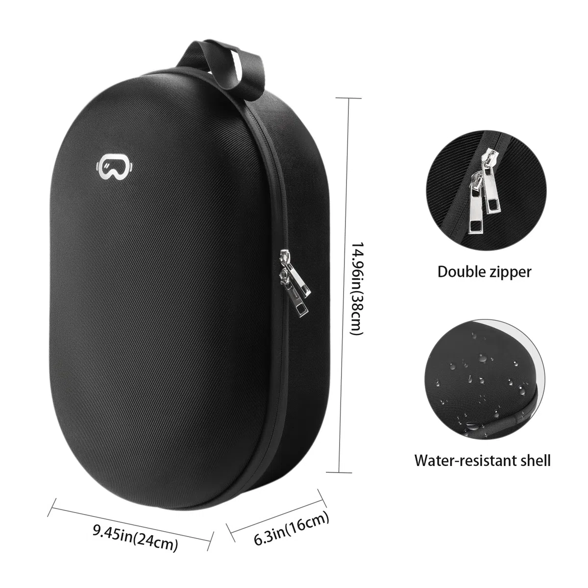 ProCase Custodia per Meta Quest 3S/Oculus Quest 3/Quest 2/Pico 4/Vision Pro/BOBOVR, Borsa Rigida Protettiva per Cinturino Elite con Batteria, Controller e Accessori (Solo Custodia)-Nero
